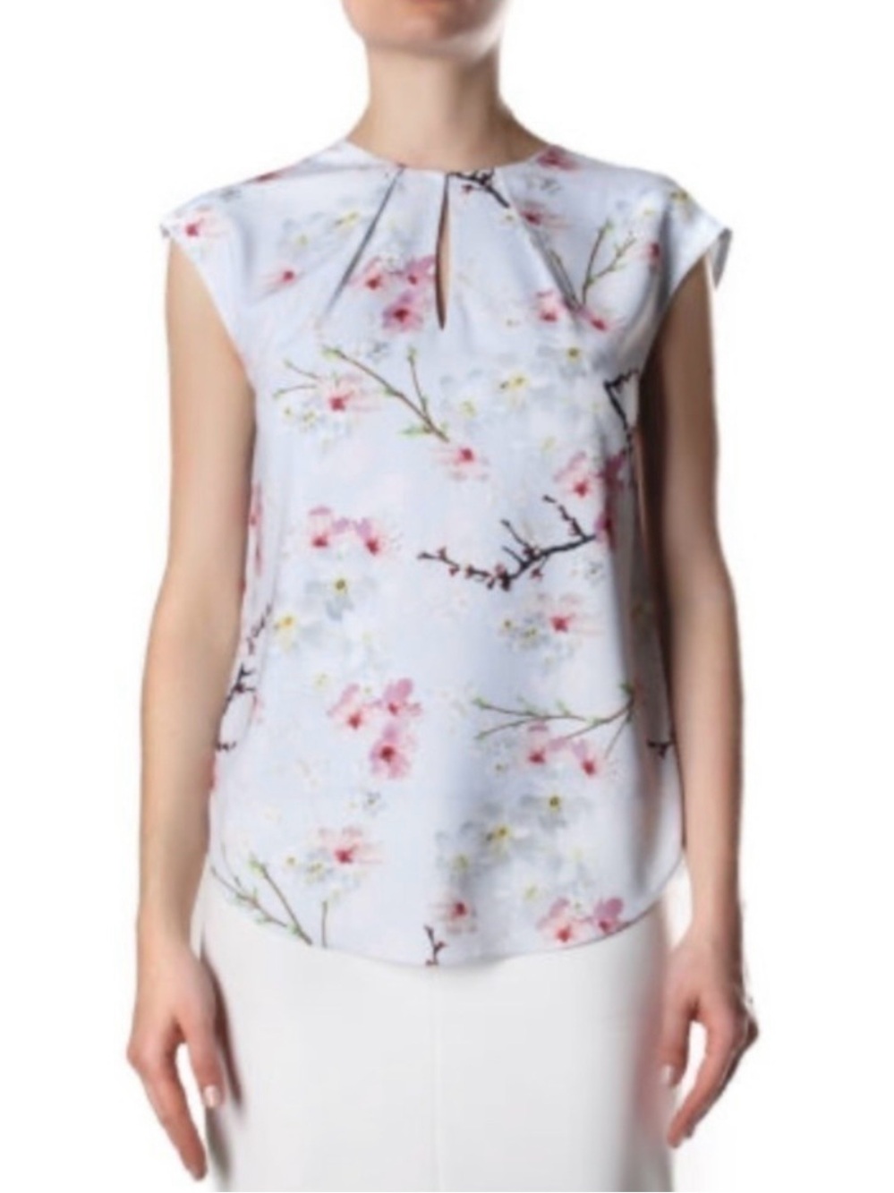 Ted Baker London Neebye Oriental Blossom Keyhole Sleeveless Top Pastel Designer